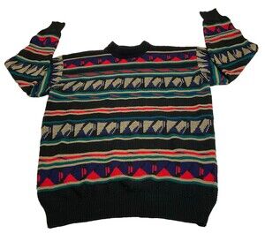 Charming Forge Sweater Mens 2X Red Vintage Geometric Knit Pullover USA Made
